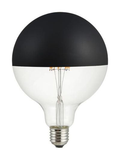 E27 - SPL Premium Globe mit Spiegelkappe - Schwarz - Ø:125mm - 2500K - CRI 93 - Dimmbar