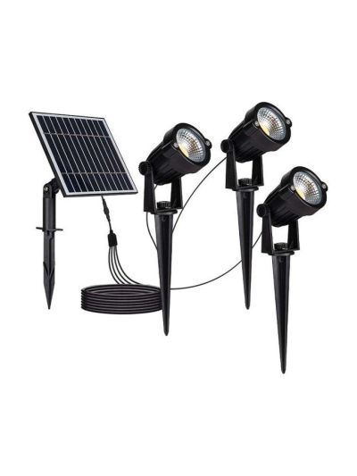 V-Tac schwarze Solar-Gartenleuchten LED (3x1,2W) - Mit Erdspieß und IP65-Wasserdichtigkeit - 3 Jahre Herstellergarantie