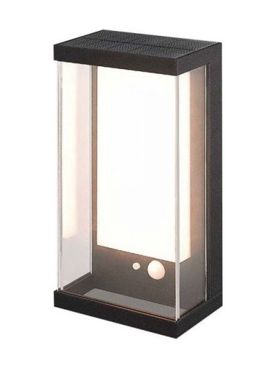 V-Tac 1W Solar-Wandleuchte LED - Schwarz, mit Sensor, witterungsgeschützt IP54