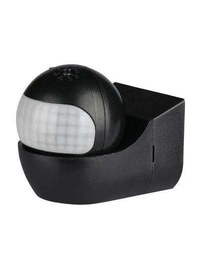 PIR-Wandmelder mit beweglichem Kopf schwarz, IP44 (max: 400W LED)