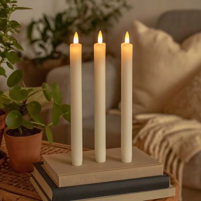 3er-Pack LED-Kerzen mit Flammeneffekt, Ø2,2 cm, Höhe: 24,5 cm, Kerzenlicht, Fernbedienung, Timer, batteriebetrieben