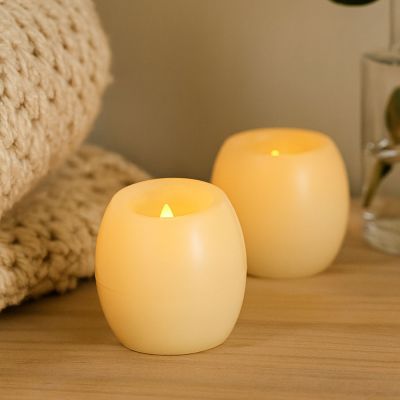 2er-Pack LED-Kugelkerzen mit Flammeneffekt - Ø5 cm, 6 cm hoch, aus echtem Stearin