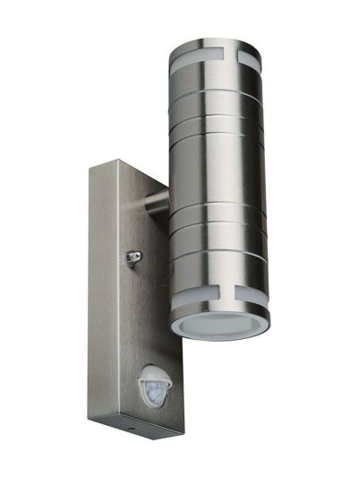 Glas-Wandleuchte mit Sensor GU10 Edelstahlgehäuse - 2-Wege, IP44