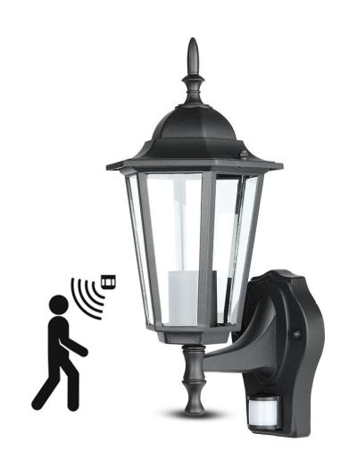 V-Tac Außen-Wandleuchte mit Sensor - IP44, E27-Fassung, ohne Leuchtmittel – 3 Jahre Herstellergarantie