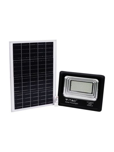 V-Tac 50W Solar-Fluter LED - Schwarz, inkl. Solarzelle und Fernbedienung, IP65, 4200lm, RA70, wasserdicht