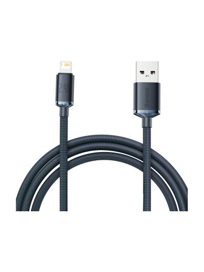 Baseus - Kristallklares USB-auf-Lightning-Kabel, 2,4 A, 2 m (schwarz)