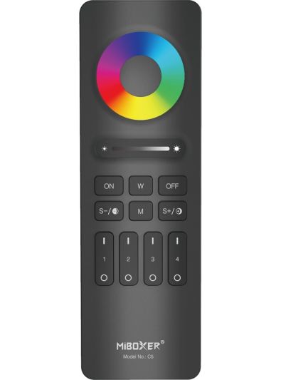 Miboxer C5-B schwarze Fernbedienung mit vier Zonentasten für RGB-CCT, 2,4 GHz RF