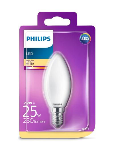 E14 - Philips LED-Kerze - Matt - 2,2 W - 250 lm