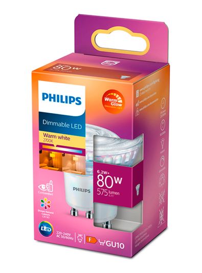 GU10 - Philips Warm Glow LED-Spot 6,2W - 575lm