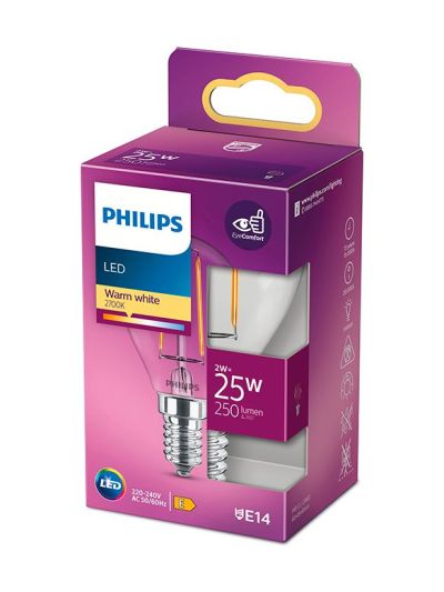 E14 - Philips LED-Kerzenlampe - 2 W - 250 lm - 2700 K