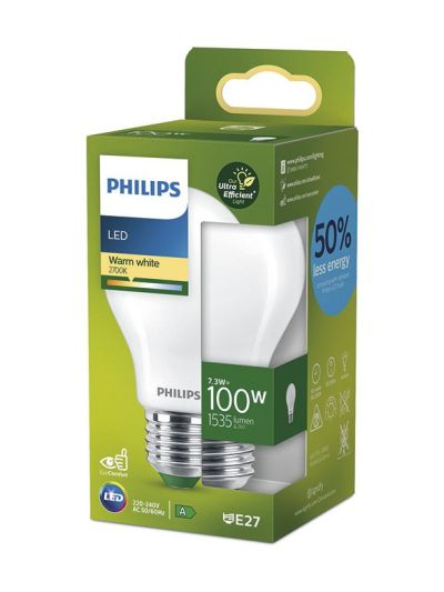 E27 - Philips LED-Leuchtmittel - 7,3 W - 1535 lm - 2700 K - Matt - A-Leuchtmittel