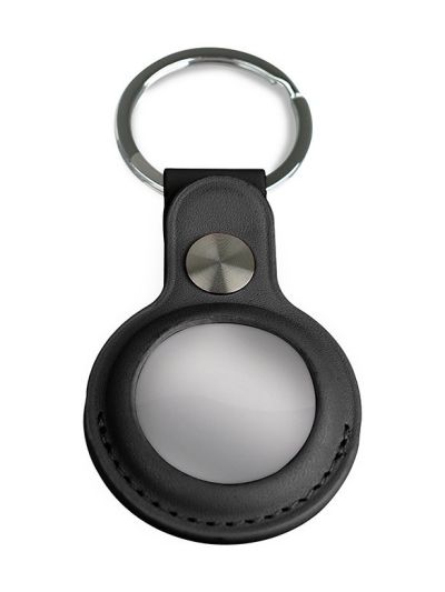 Airtag-Schlüsselanhänger - Leder - Schwarz