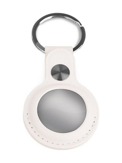 Airtag-Schlüsselanhänger - Leder - Weiß