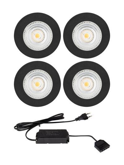 HiluX D1 Gen3 4er-Pack inkl. Treiber - Full Spectrum LED-Einbaustrahler - Ra97 - 3000K - Schwarz