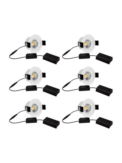 HiluX D8 Tilt360 6er-Pack - Full Spectrum LED-Einbaustrahler - Ra97 - 2700K - Weiß