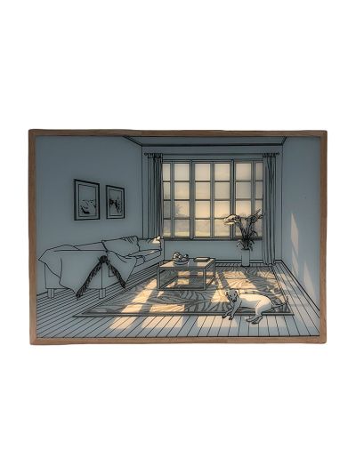 LED-Lichtkunstbild - Lichtillusion - Modern - Lebendiger Sommer - Batterie - 23x17 cm