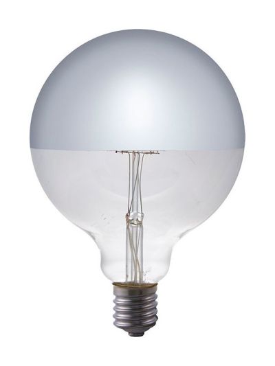 E27 - SPL Premium Globe mit Spiegelkappe - Silber - Ø:125mm - 2500K - CRI 93 - Dimmbar