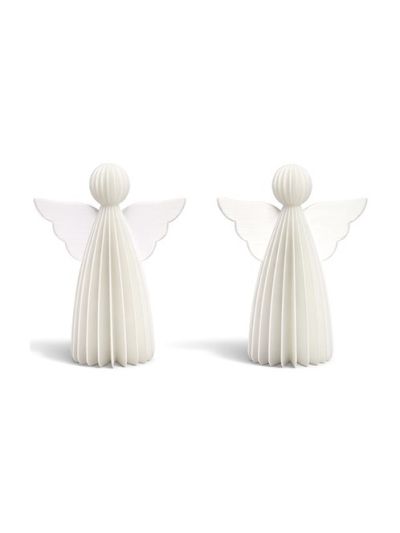 Mumi3D - Weihnachtsanhänger - Engel - 6 cm - Seidenweiß - 2 Stk.