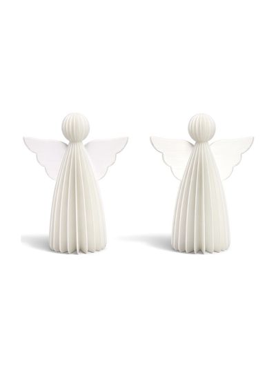 Mumi3D - Weihnachtsanhänger - Engel - 9 cm - Seidenweiß - 2 Stk.