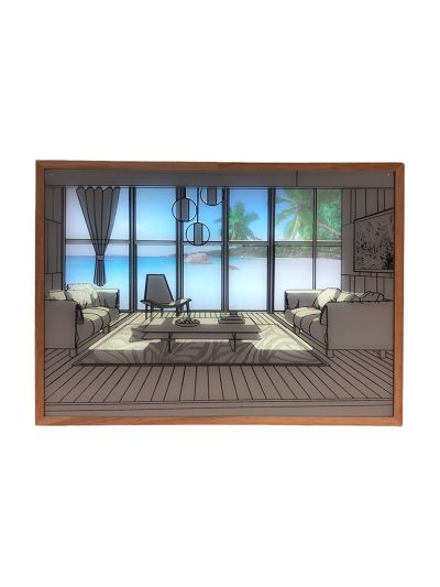 LED-Lichtkunstbild - Lichtillusion - Modern - Das blaue Meer - Batterie - 23x17 cm