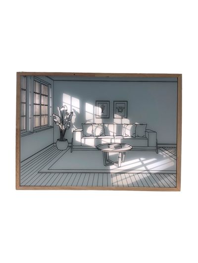 LED-Lichtkunstbild - Lichtillusion - Modern - Natürliche Schatten - Batterie - 23x17 cm