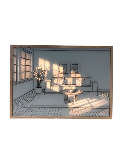LED-Lichtkunstbild - Lichtillusion - Modern - Natürliche Schatten - Batterie - 32x23 cm
