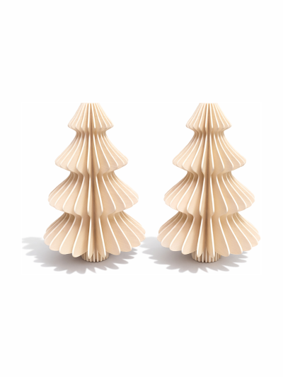 Simiu - Weihnachtsanhänger - 9 cm - Tannenbaum - Beige - 2er-Pack