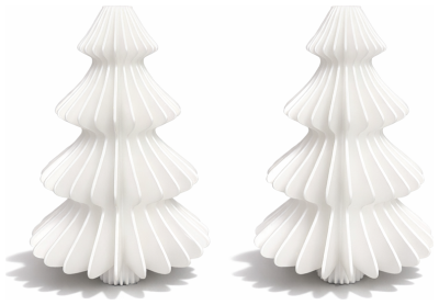 Simiu - Weihnachtsanhänger - 9 cm - Tannenbaum - Seidenweiß - 2er-Pack
