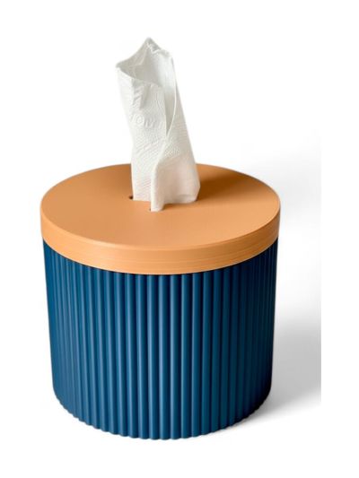 Simiu - Papierspender - Rund - Marineblau/Beige - 13,5cm