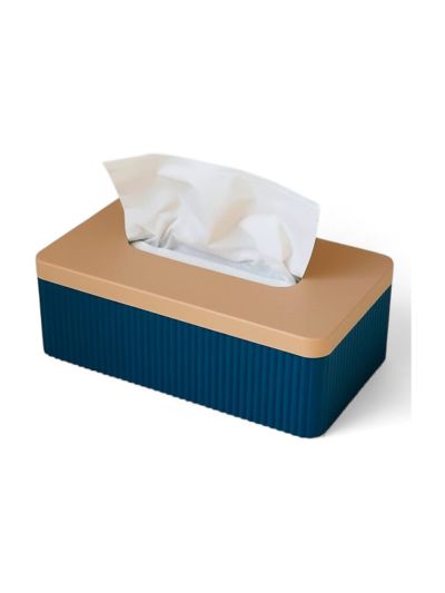 Simiu - TISSIVA - Papierspender - eckig - Marineblau/Beige - 25 x 14cm