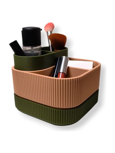 Simiu - STACKSEY CUBE - Make-up-Ständer - Oliv/Beige - 13 x 16cm