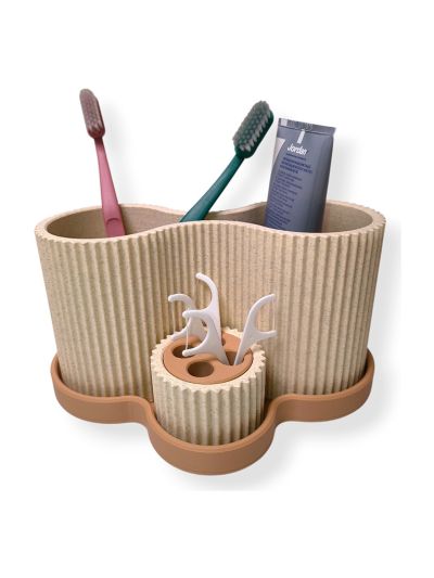 Simiu - SNOOVA - Zahnbürstenhalter mit Aufbewahrung - Marmor/Beige