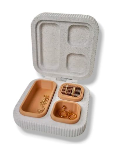 Simiu - JEWTRA - Schmuckreisebox aus weißem Marmor - 10,7 x 10,4 x 3cm