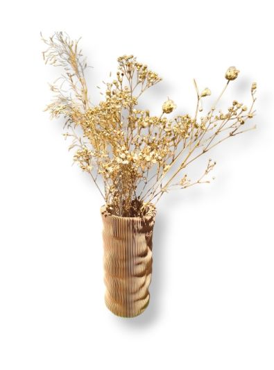 Simiu - CLAYLA Lamellenvase - Beige - 20 cm
