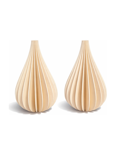 Simiu - Weihnachtsanhänger - 6 cm - Tropfen - Beige - 2er-Pack