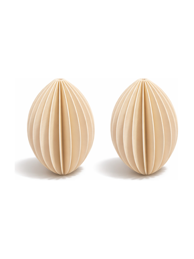 Simiu - Weihnachtsanhänger - 6 cm - Oval - Beige - 2er-Pack
