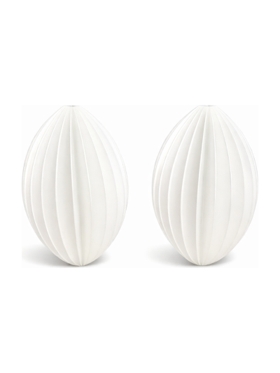 Simiu - Weihnachtsanhänger - 6 cm - Oval - Seidenweiß - 2er-Pack