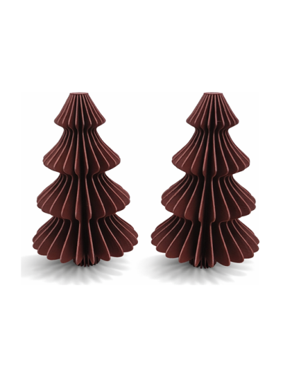 Simiu - Weihnachtsanhänger - 6 cm - Tannenbaum - Bordeauxrot - 2er-Pack